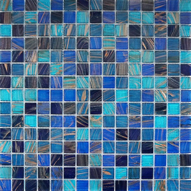 Fournisseur de Foshan Carreaux de mosaïque Goldline carrés de couleur mélangée bleue
