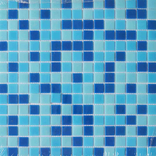 Tuile de mosaïque de piscine en verre thermofusible Square Blue Mix